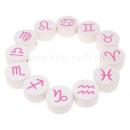 MUSTERPAKET 12 Sternzeichen Holzscheibe weiss / pink